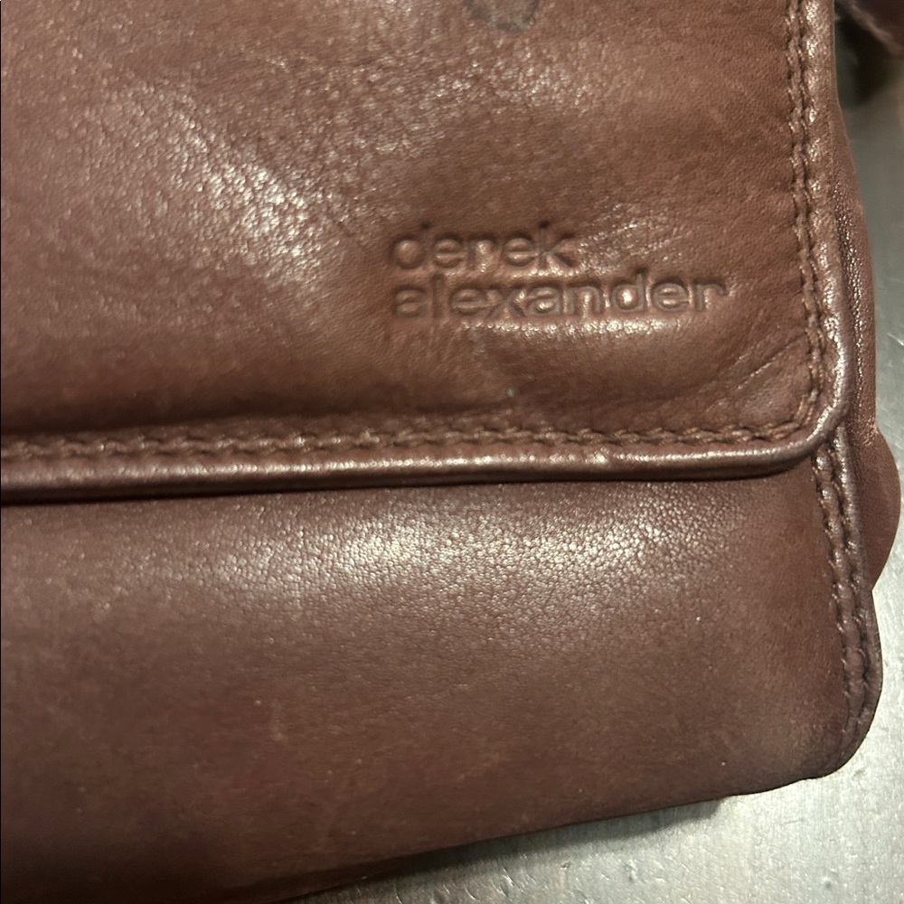 Derek Alexander Leather Crossbody Handbag Half Flap Organizer - Picture 15 of 16